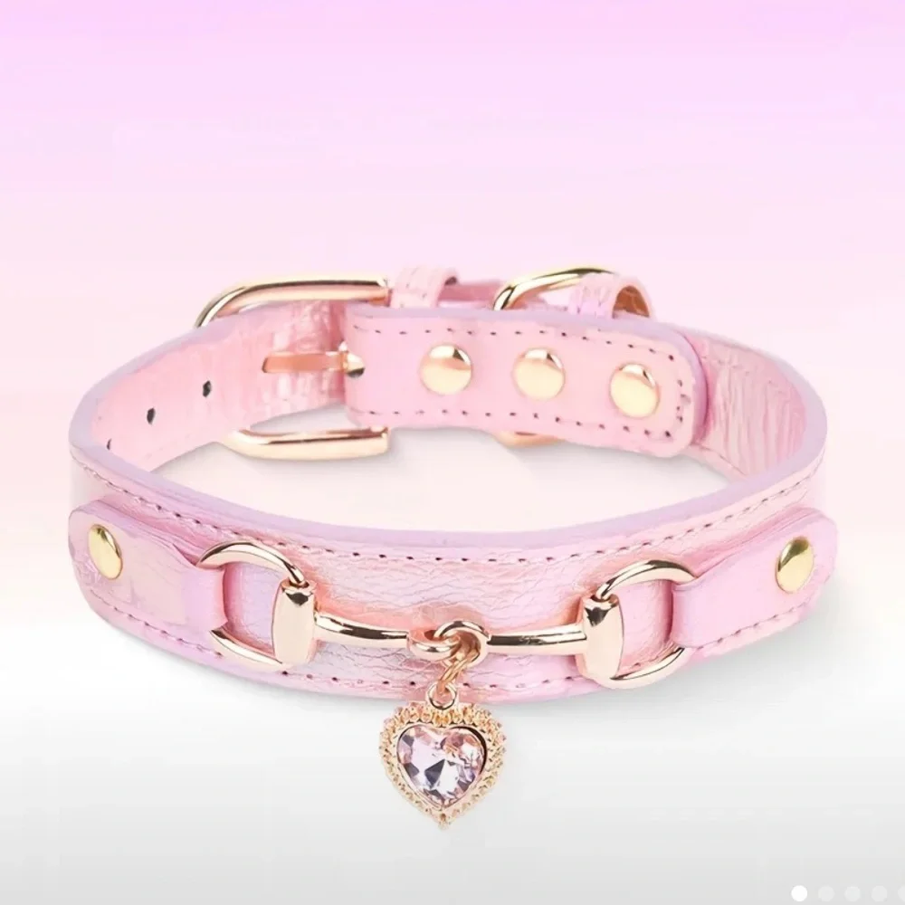 Blue Heart Charm Pet Collar